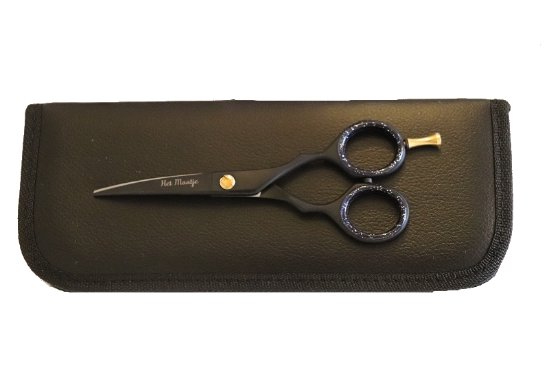 Dubbelzijdige effileerschaar (zwart, inclusief etui) - Het Maatje - 15 cm (6 inch)