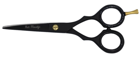 Gebogen schaar (mat zwart, inclusief etui) - 13 cm. - Het Maatje 