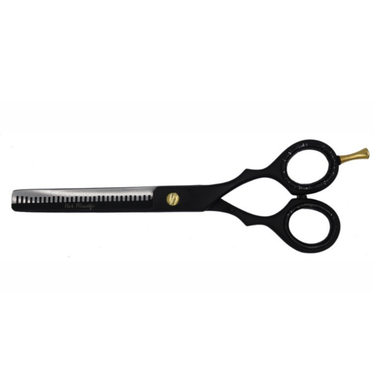 Dubbelzijdige effileerschaar (zwart, inclusief etui) - Het Maatje - 16,5 cm (6,5 inch)