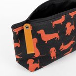 Teckel make-up tas - Zwart/Cognac