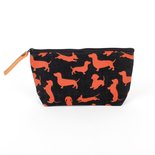 Teckel make-up tas - Zwart/Cognac
