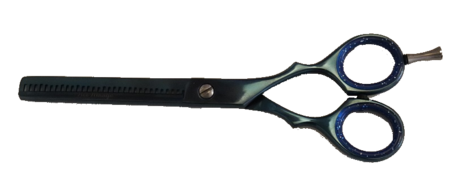 Enkelzijdige effileerschaar (blauw) - 15 cm. (6 inch) - Het Maatje